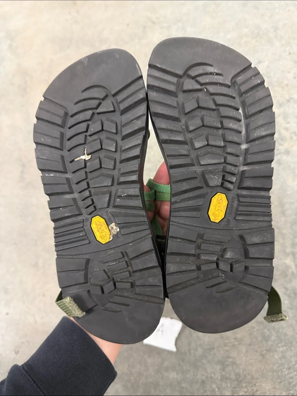 Chaco Black Sandals with Green Webbing Straps